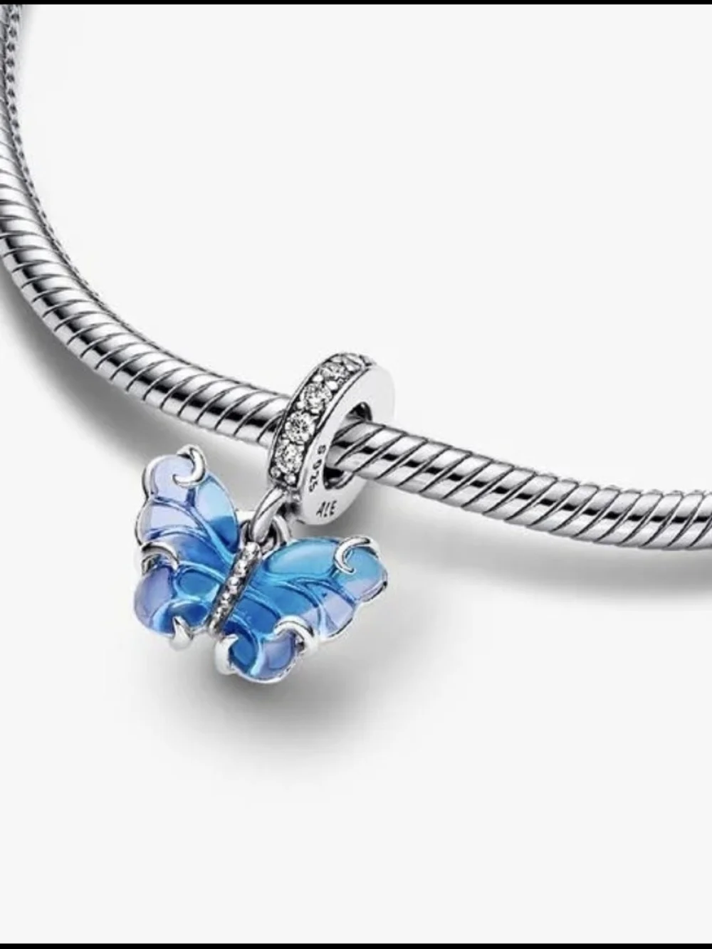 Pandora Blue Murano Glass Butterfly Dangle Charm 792698C01Sterling silver